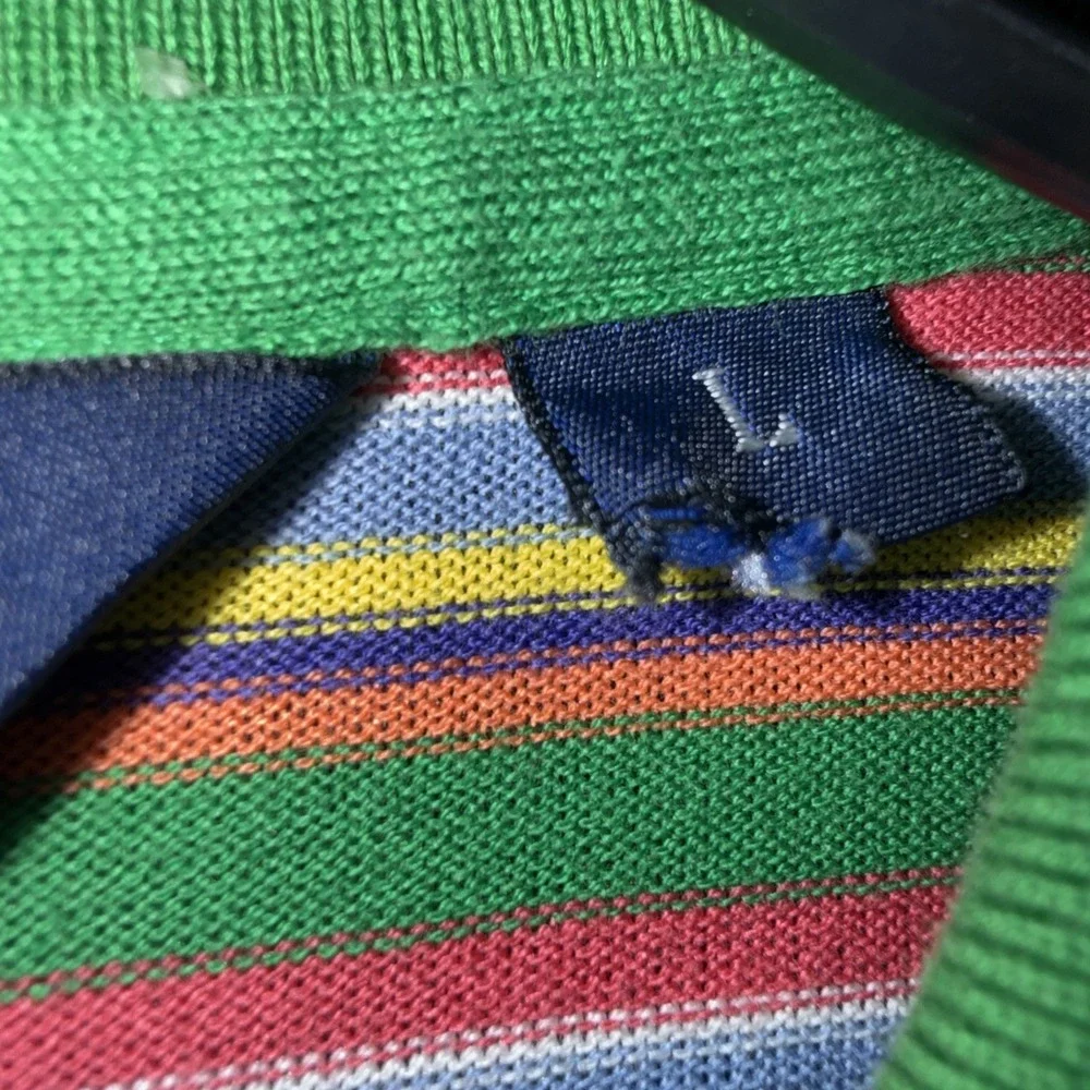 Polo Golf Ralph Lauren Striped Polo Mens Large‎ Multicolor Green Collar